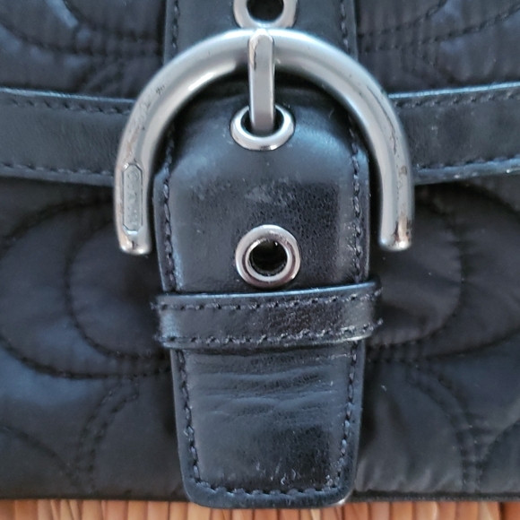 Coach Signature Nylon Leather Trim Wristlet - Picture 3 of 6